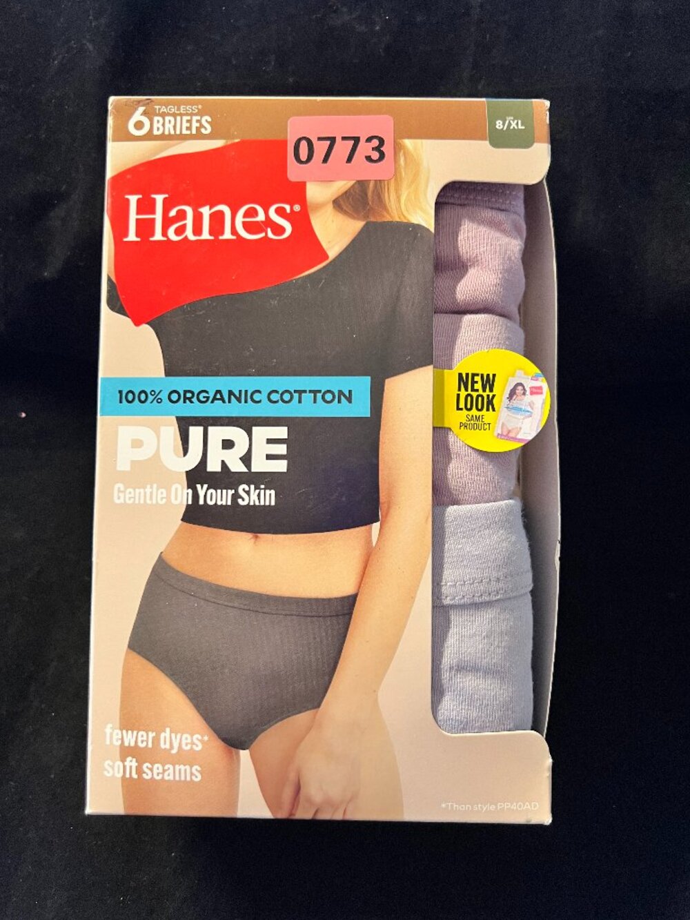 Hanes Women's Pure Comfort 100% Organic Cotton Briefs NIB 8/XL